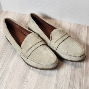 Beige Suede Shoes Mocs Loafers Womens 10 Leather Uppers Casual Career Flats Shoe